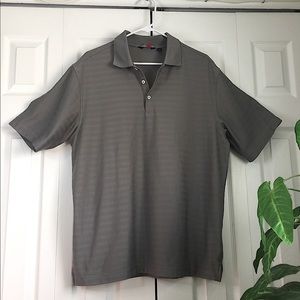 Mens Gray Striped Walter Hagen Collared Polo Shirt